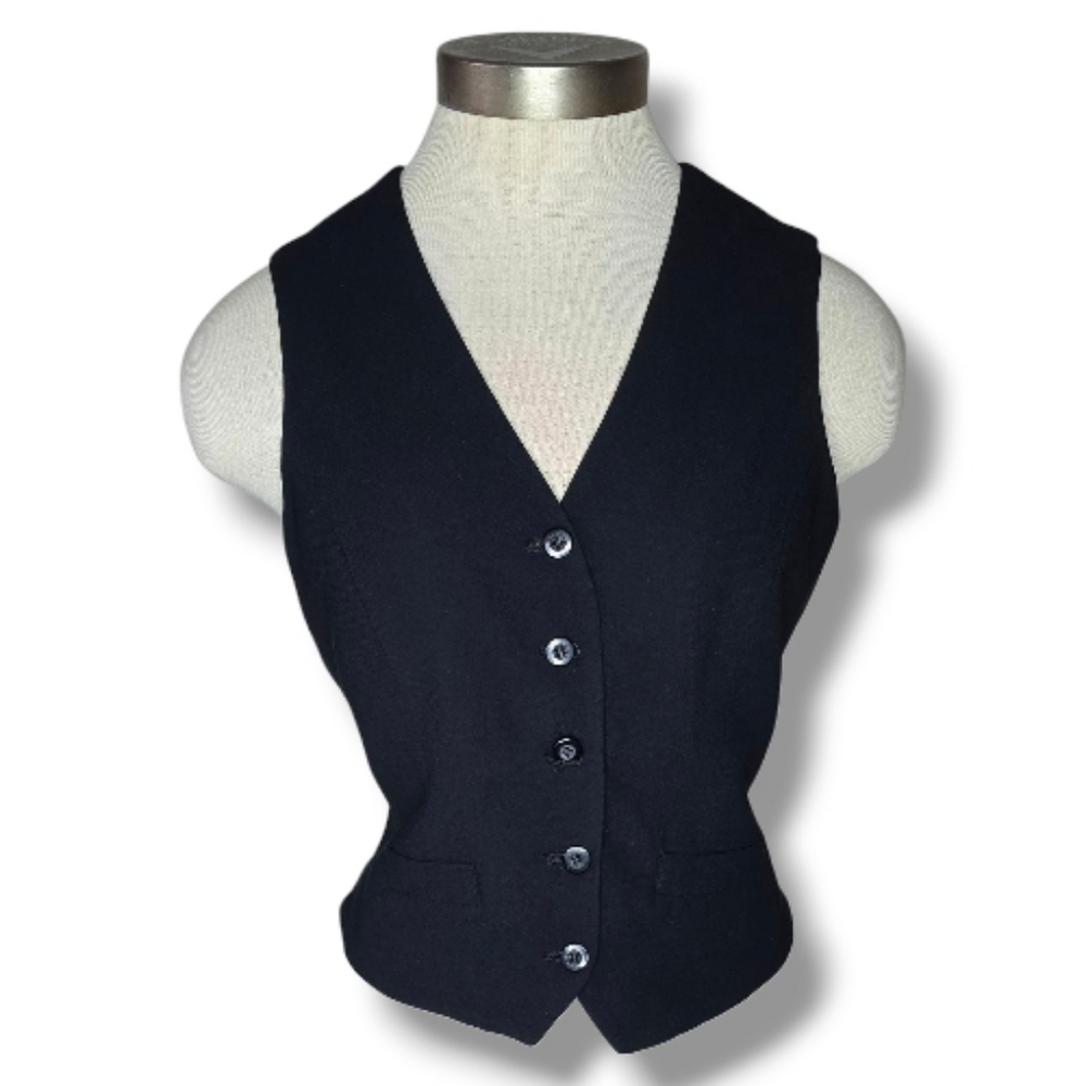 New York & Company Women Black Button-Up Vest Size 2
